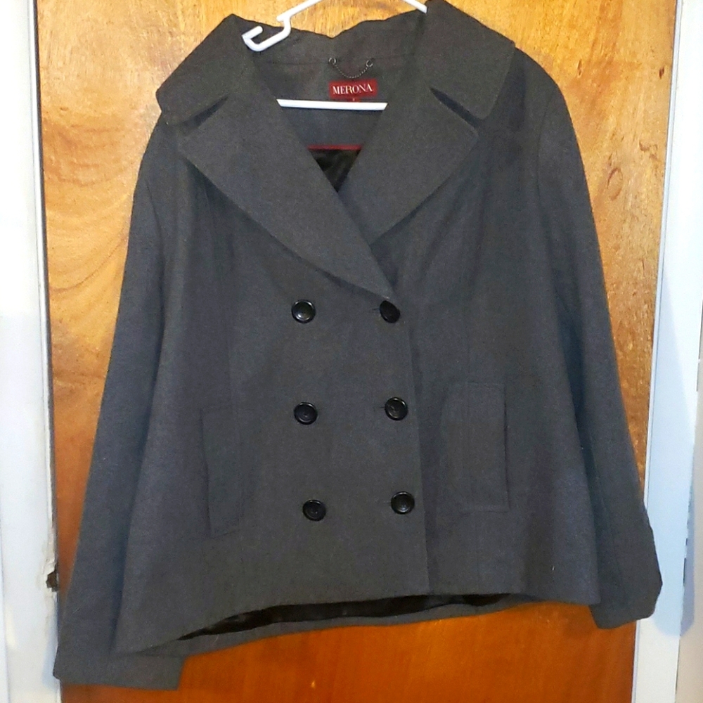 Merona Dark Grey Plus Size Womens Pea Coat
